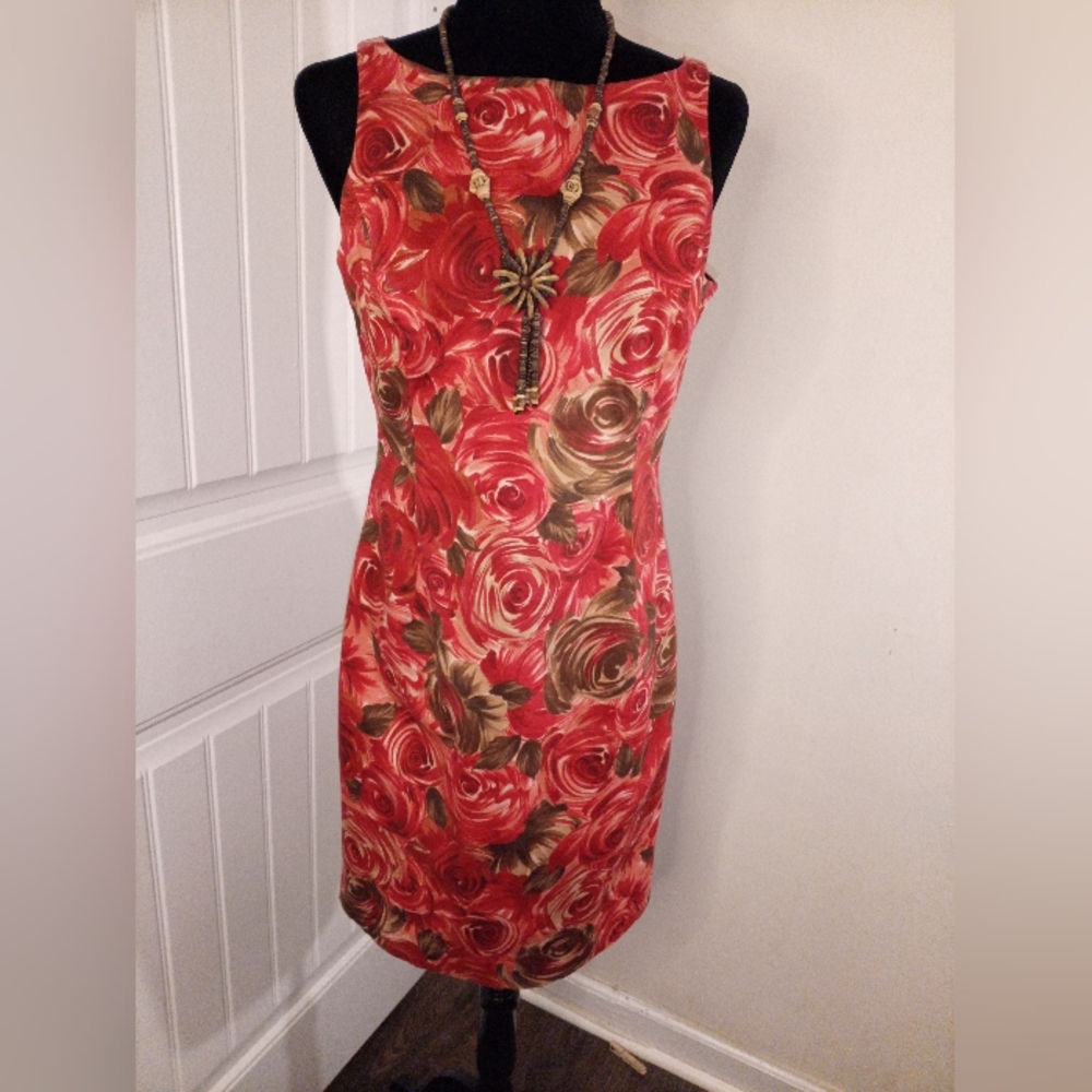 Red Sheath Midi Dress Bateau Neckline